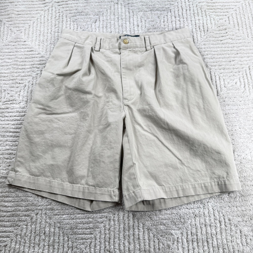 Polo Ralph Lauren Tyler Short Mens 33 Khaki Tan Pleated Chino  Cotton Preppy